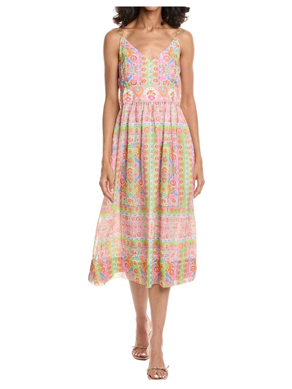 Gretchen Scott pink/ lime midi sundress. Brand new with tags